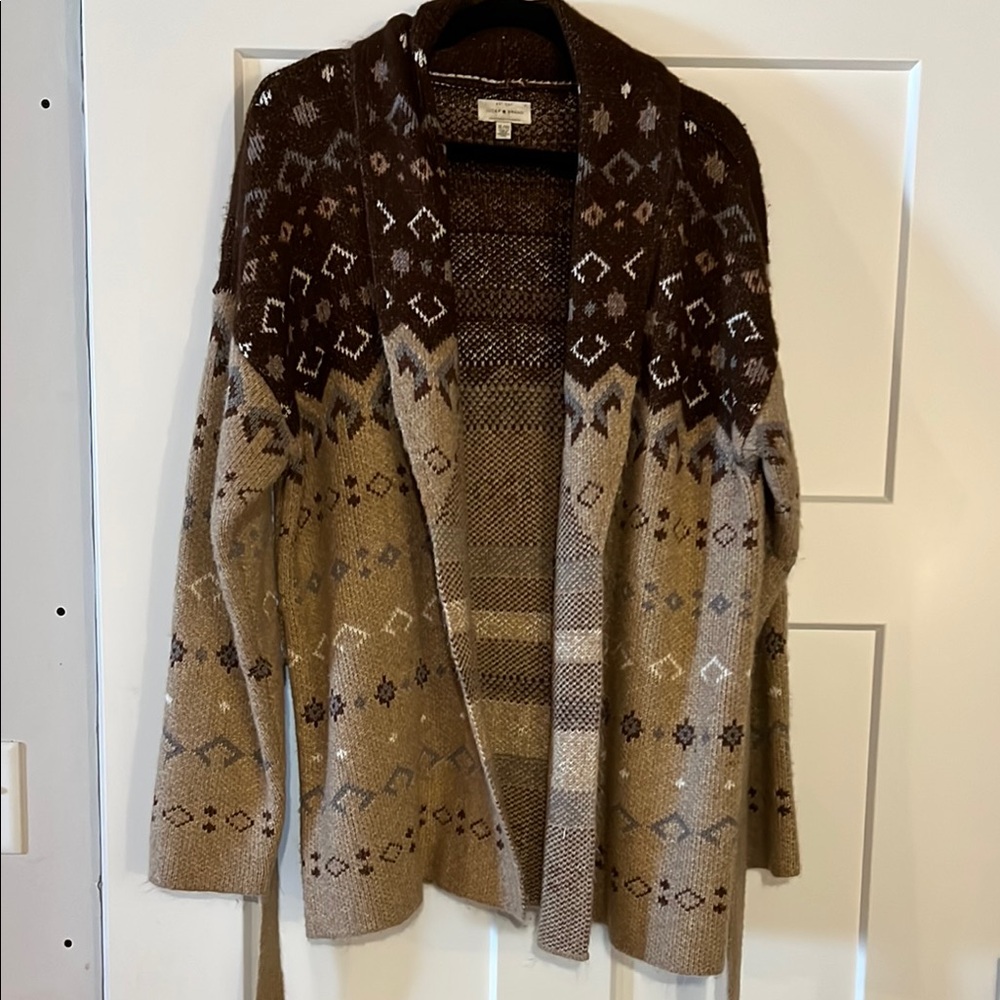 Women's Lucky Brand Brown Patterned Sweater